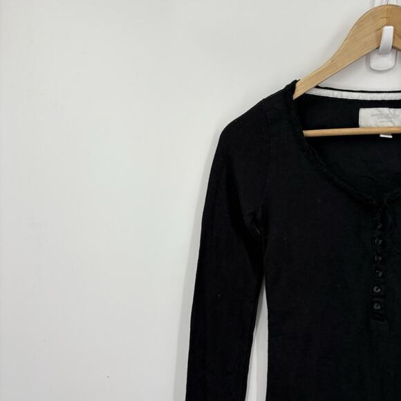 Vintage Y2K American Eagle Henley Top Small Button Bella Fitted Elena Ribbed - Picture 2 of 7